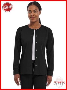 Women's Snap Front Scrub Jacket 2-Way Stretch Uniform Jacket